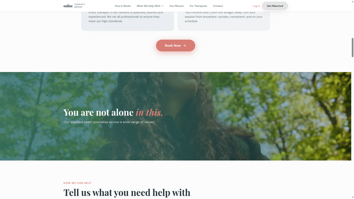 Editorial nature section from the Online Therapy Group platform.