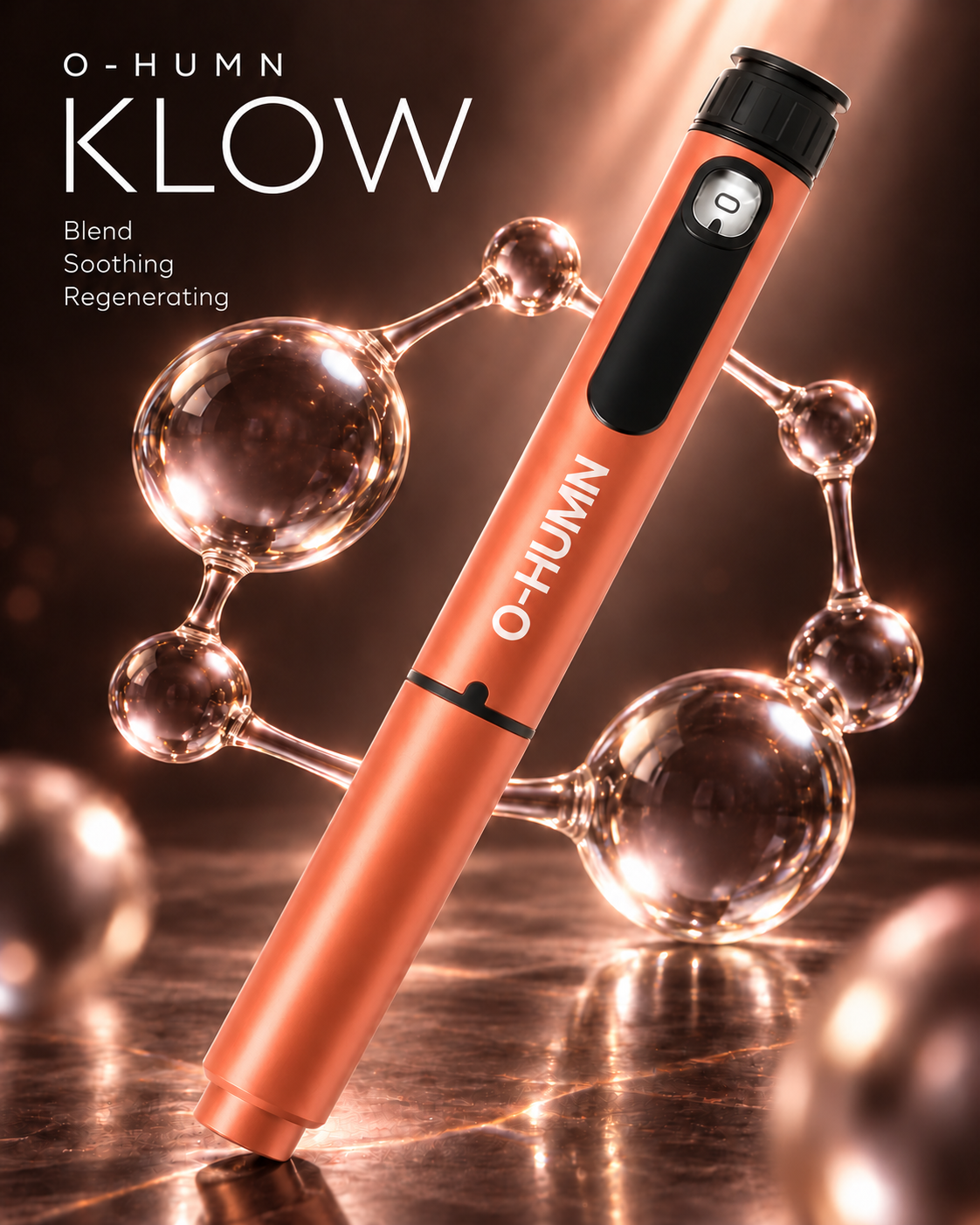 O-HUMN KLOW advertising creative in coral.