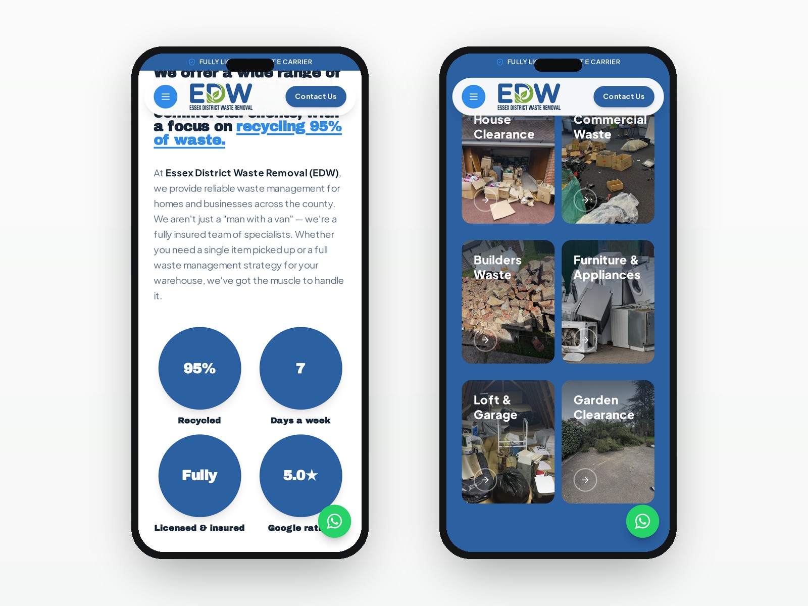 Essex District Waste three-step booking flow on mobile.