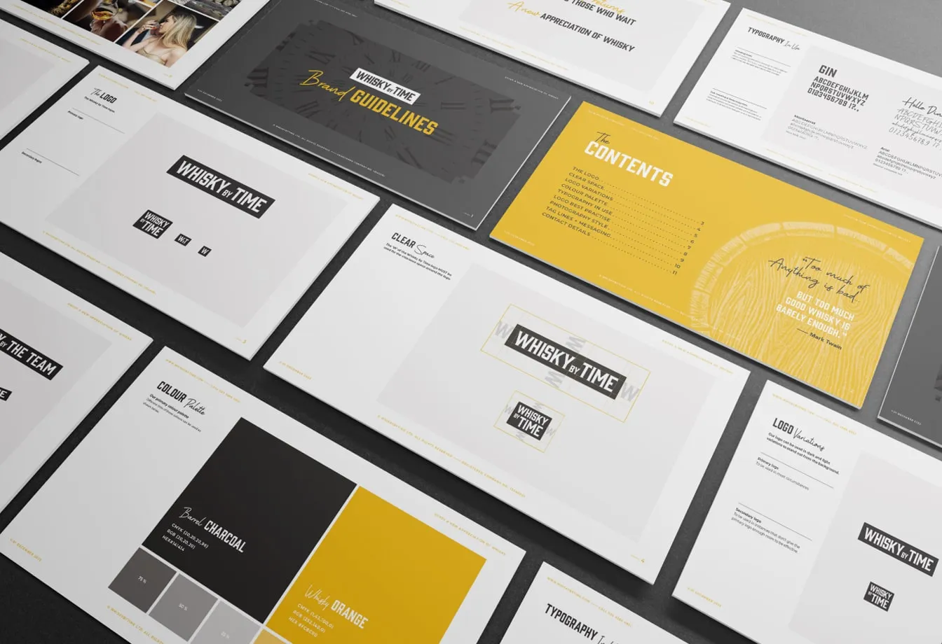 Whisky by Time brand guidelines governing every asset produced.