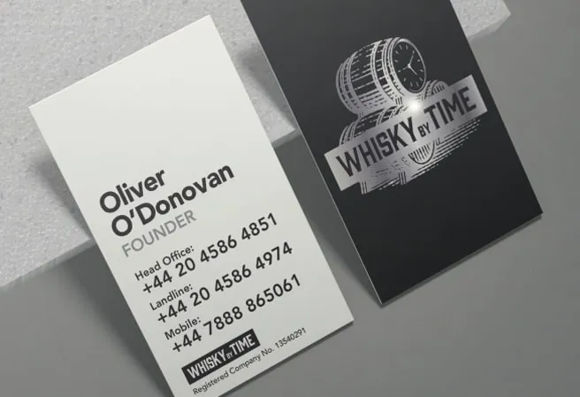 Whisky by Time business cards and stationery.
