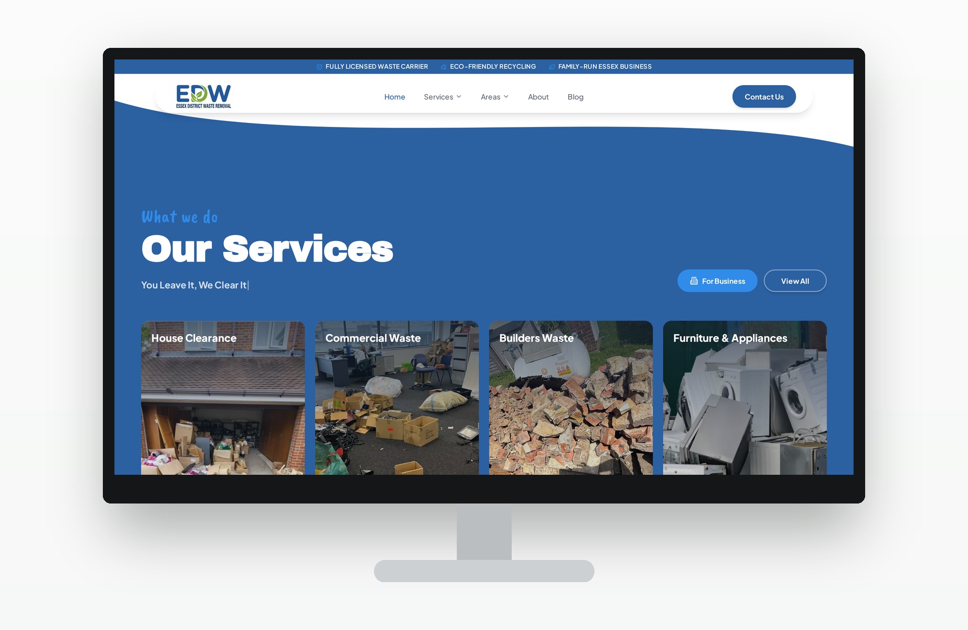 Essex District Waste services grid shown on desktop.