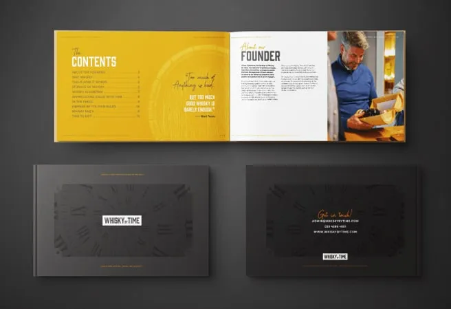 Whisky by Time collector brochure, the primary lead magnet across the site and ads.