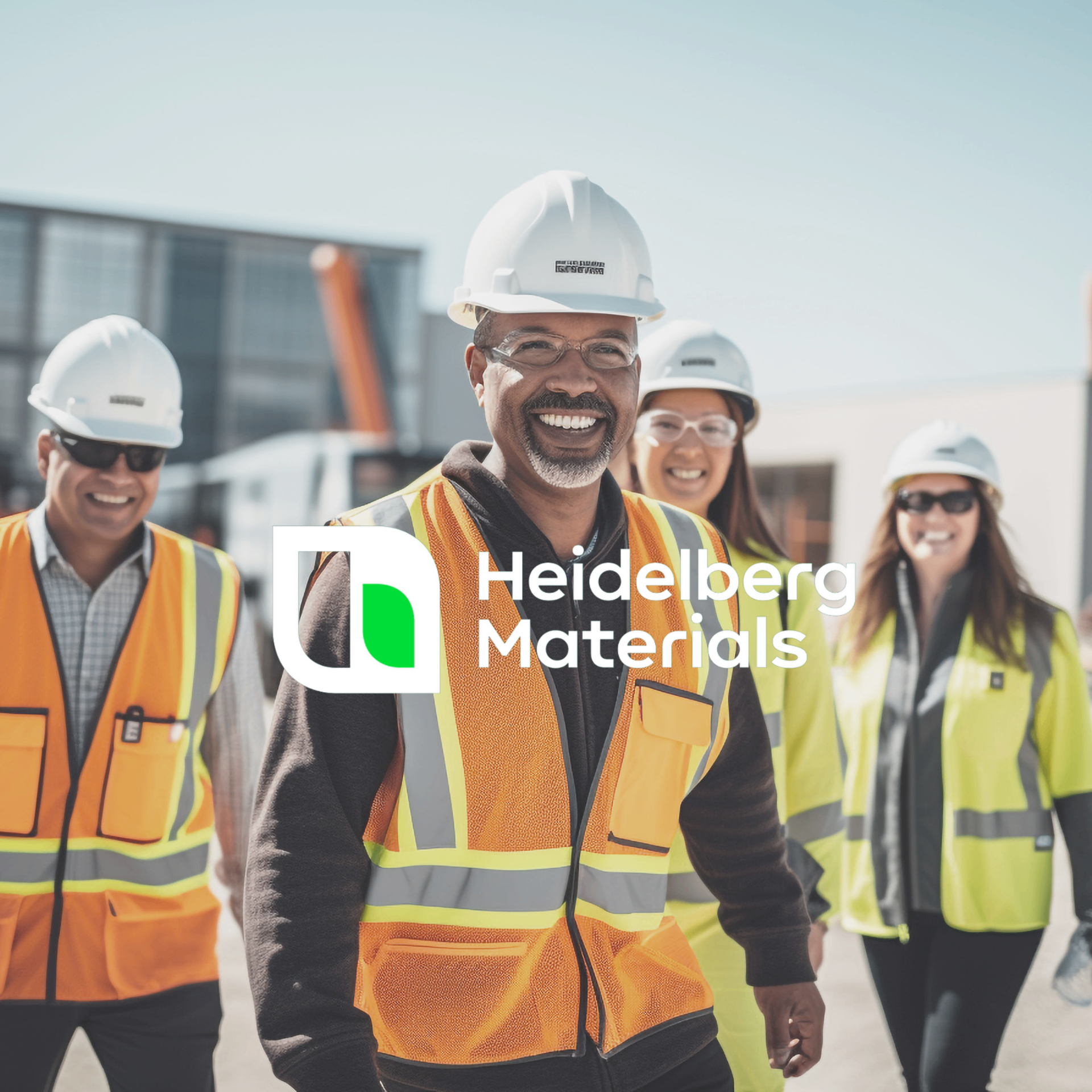 Heidelberg Materials team in hi-vis on a construction site.