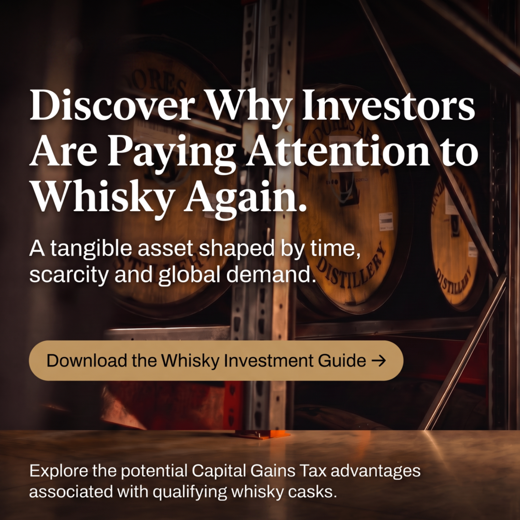 Tavrix Meta ad creative, 'Discover why investors are paying attention to whisky again.'