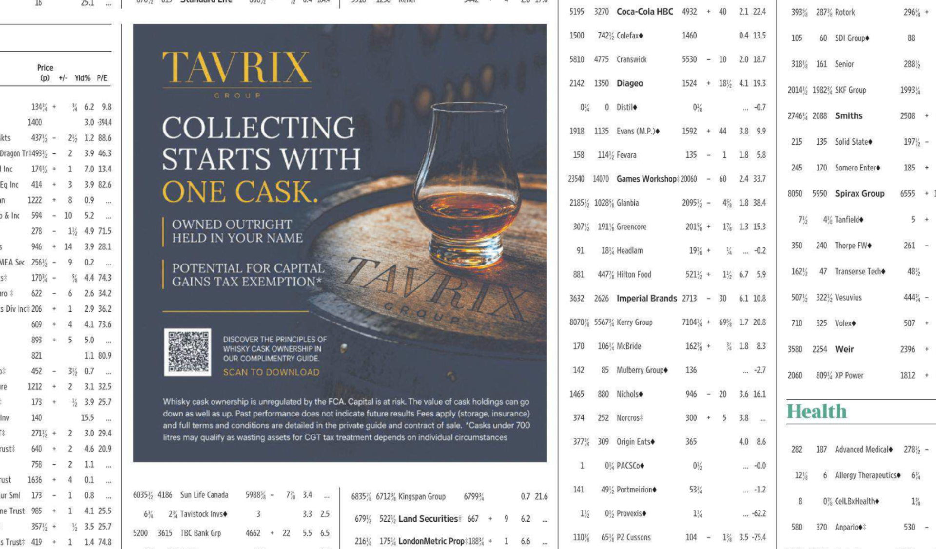 Tavrix Group featured as a full-page ad in The Times newspaper.