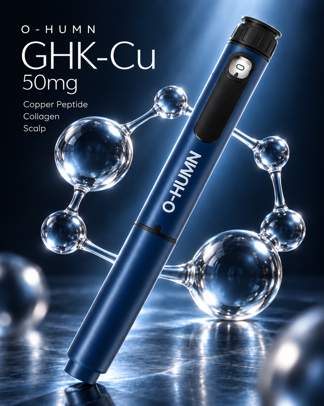 O-HUMN GHK-Cu 50mg advertising creative in blue.