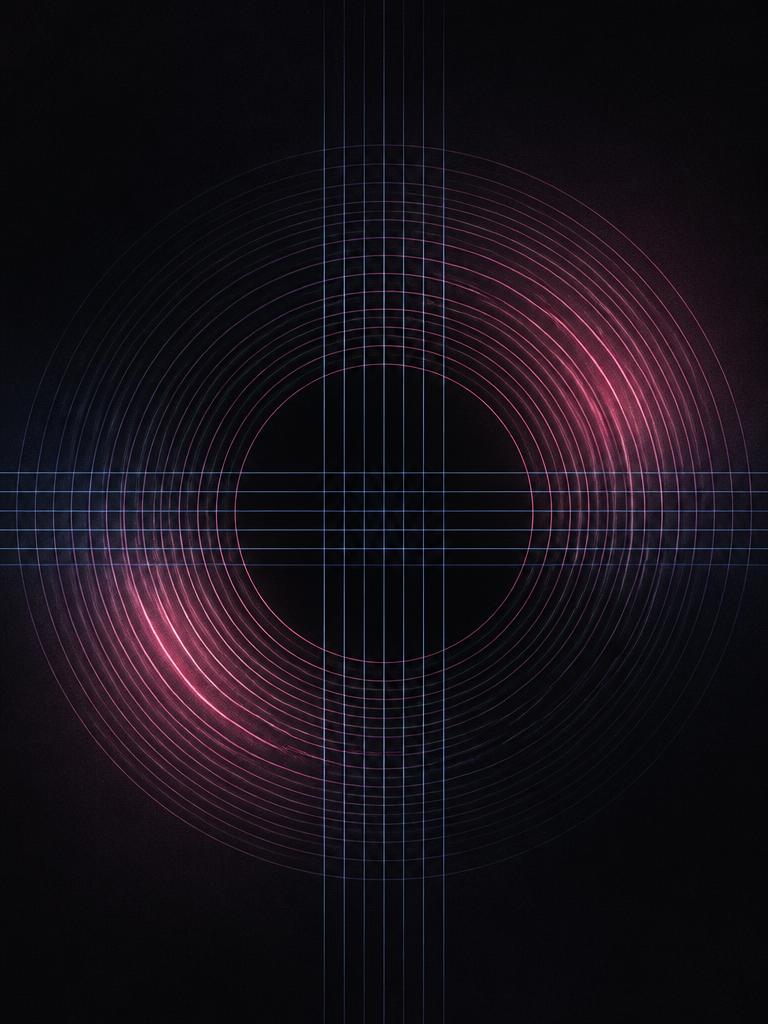 Abstract concentric rings and line grid
