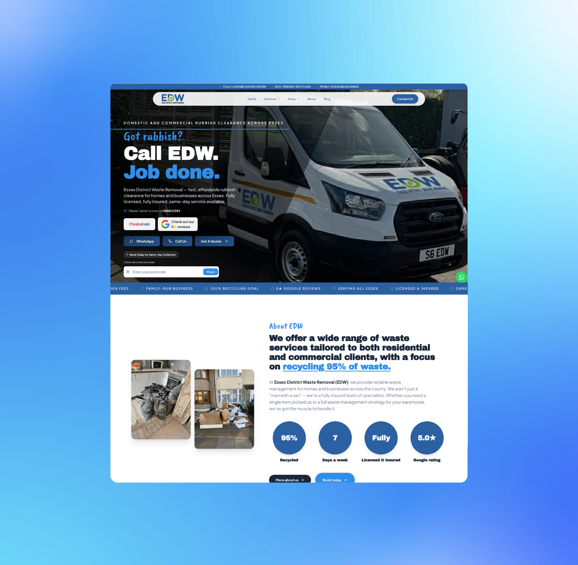 Essex District Waste branded van and hero.