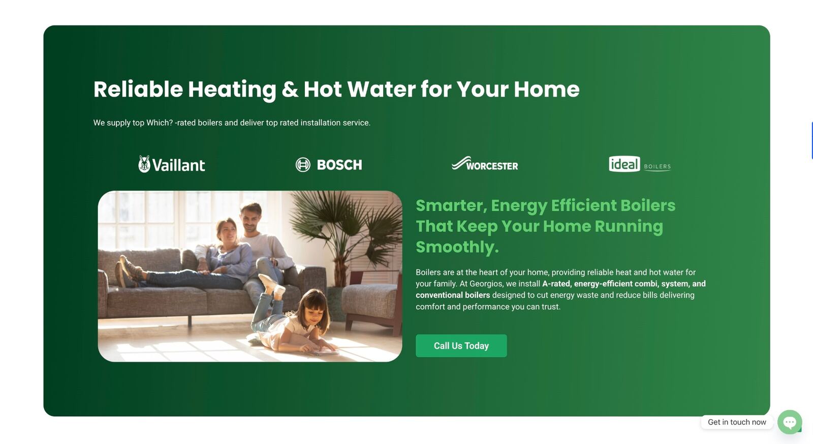 Plumbing and heating engineer website built by Refrakt