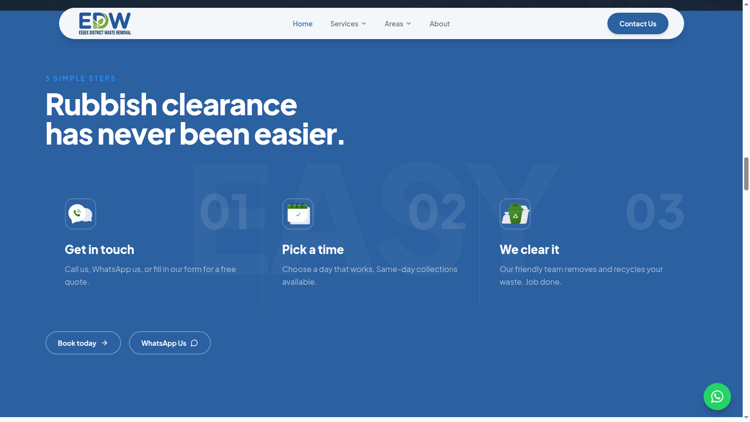 Services section with transparent pricing.