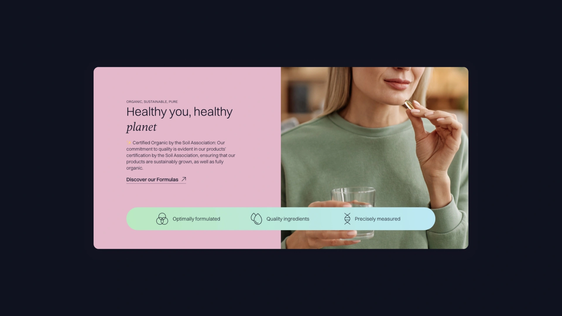 Healthy you, healthy planet website section design